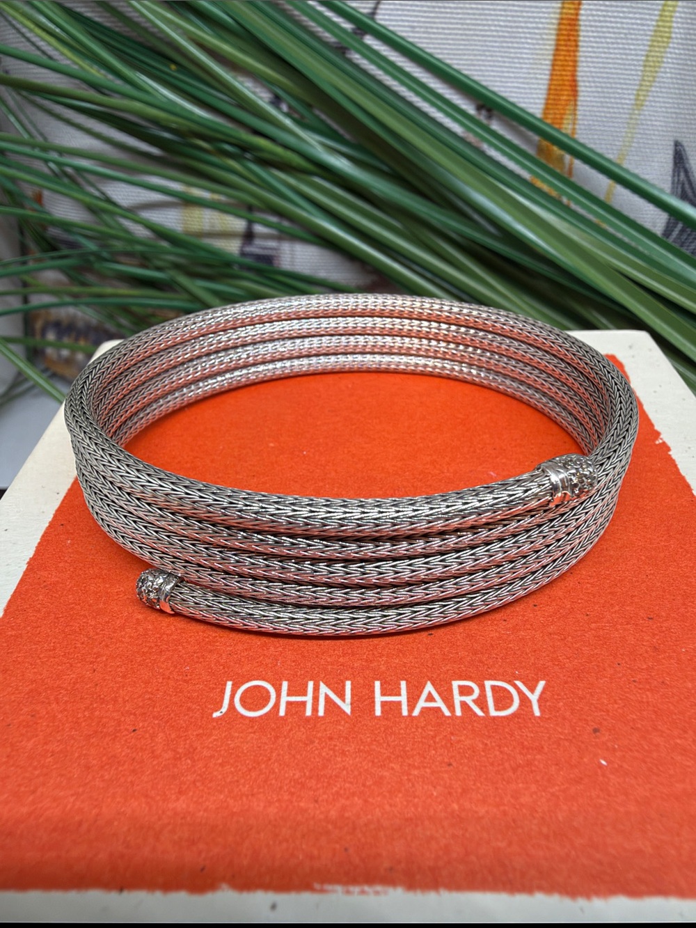 John Hardy Diamond Tipped Coil Bracelet